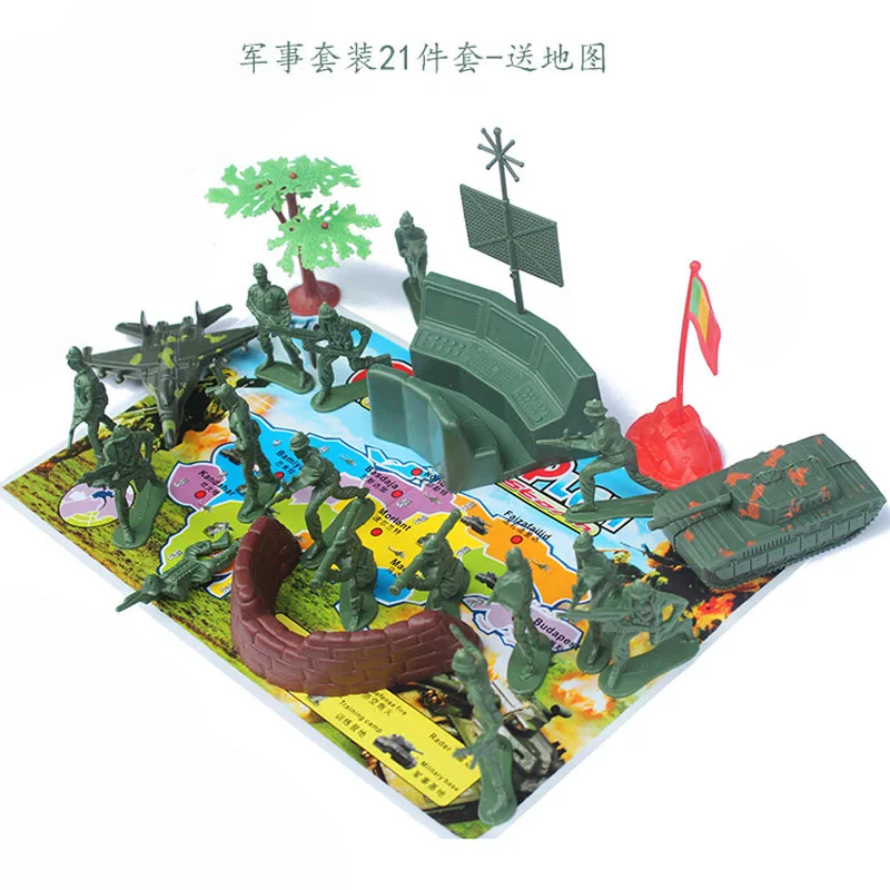 

2018 new 21pcs/set tank Plastic Toy Soldiers 5cm Action Figures Soldiers Army Men Accessories Sand Scene Model Sand Table