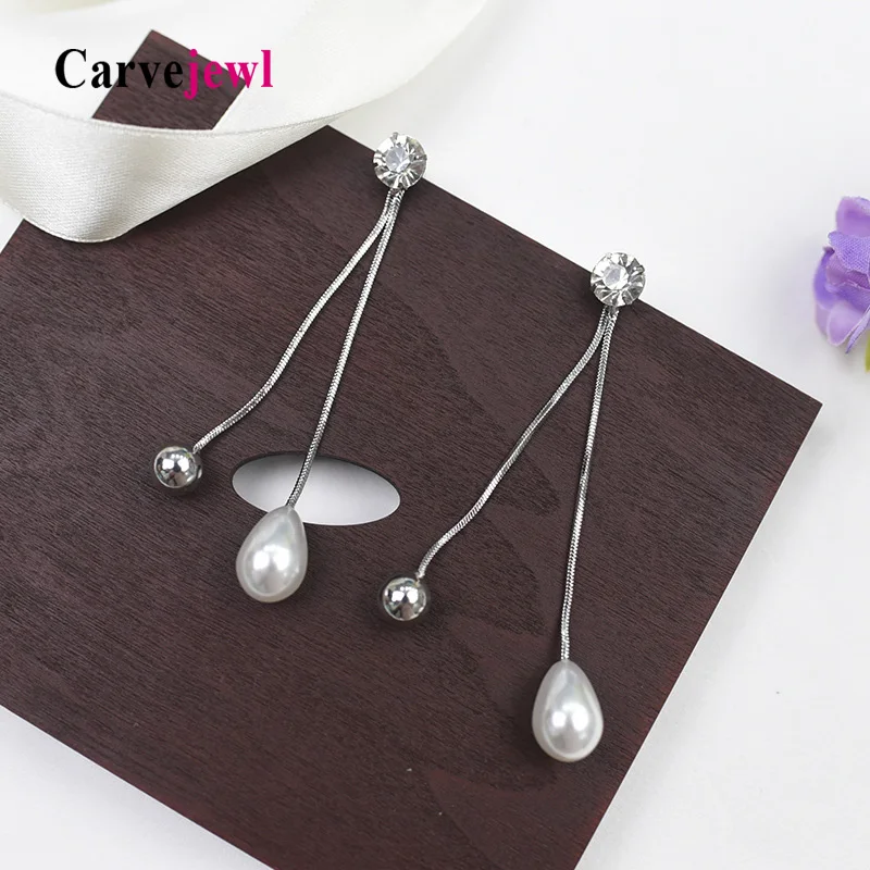 Женские серьги с искусственным жемчугом Carvejewl подвески кристаллами стразы