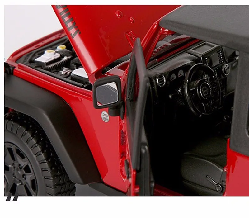 1/18 масштаб красный Jeep Wrangler Willys литая модель автомобиля внедорожная модель дорожного транспортного средства игрушки для детей подарки коллекции