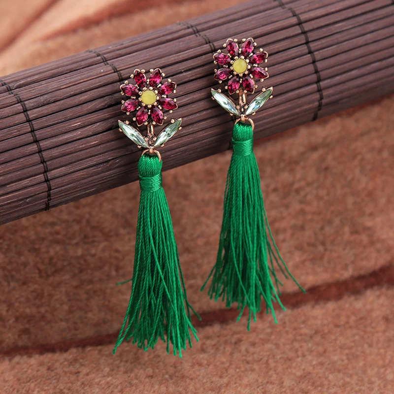 2019 новые розовые и зеленые серьги с кисточками акриловые цветы висячие кольца