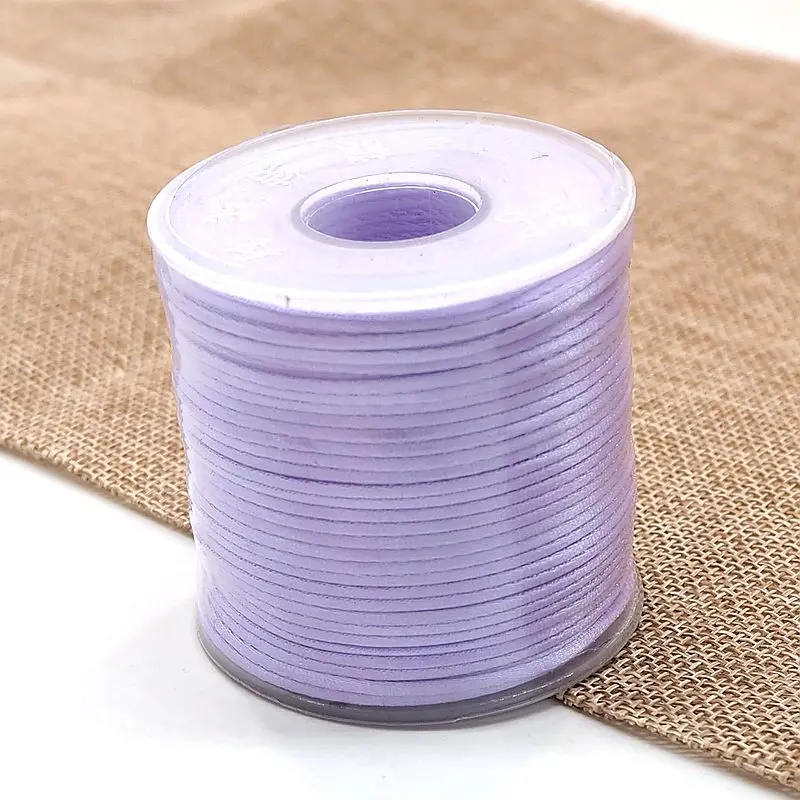 Lavender Chenkai 1,5 мм 50 м/рулон 16 цветов нейлон мягкий макраме Шелковый Атласный нейлоновый шнур веревка для ребенка силиконовый Прорезыватель Браслет из ожерелья и бисера - Цвет: Lavender