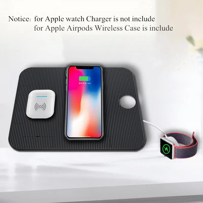 4 в 1 быстрая Беспроводная зарядная площадка для iPhone и часов Airpod 15 Вт Samsung Galaxy S10 S9