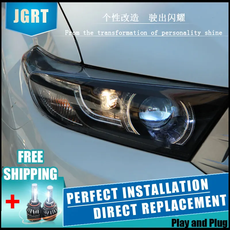 2 шт. светодиодный фары для Toyota Highlander 2012 2013 2014 автомобиль свет двойной ксеноновые