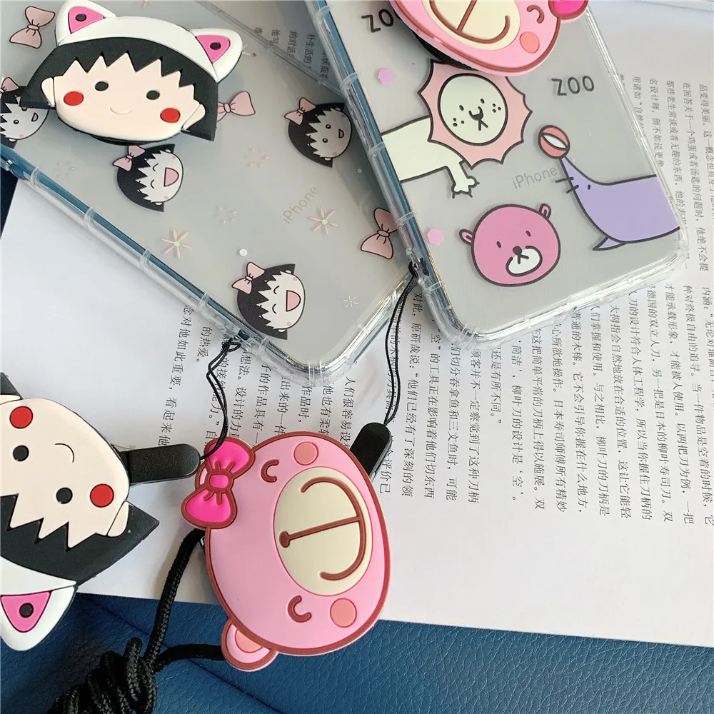 Милый многофункциональный чехол Chibi Maruko puppy Bracket lanyard Для iPhoen X XS MAX XR 6 6s 7 8 Plus