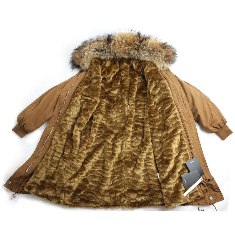 Большой натуральным мехом енота 2018 Одежда высшего качества зимняя куртка Для