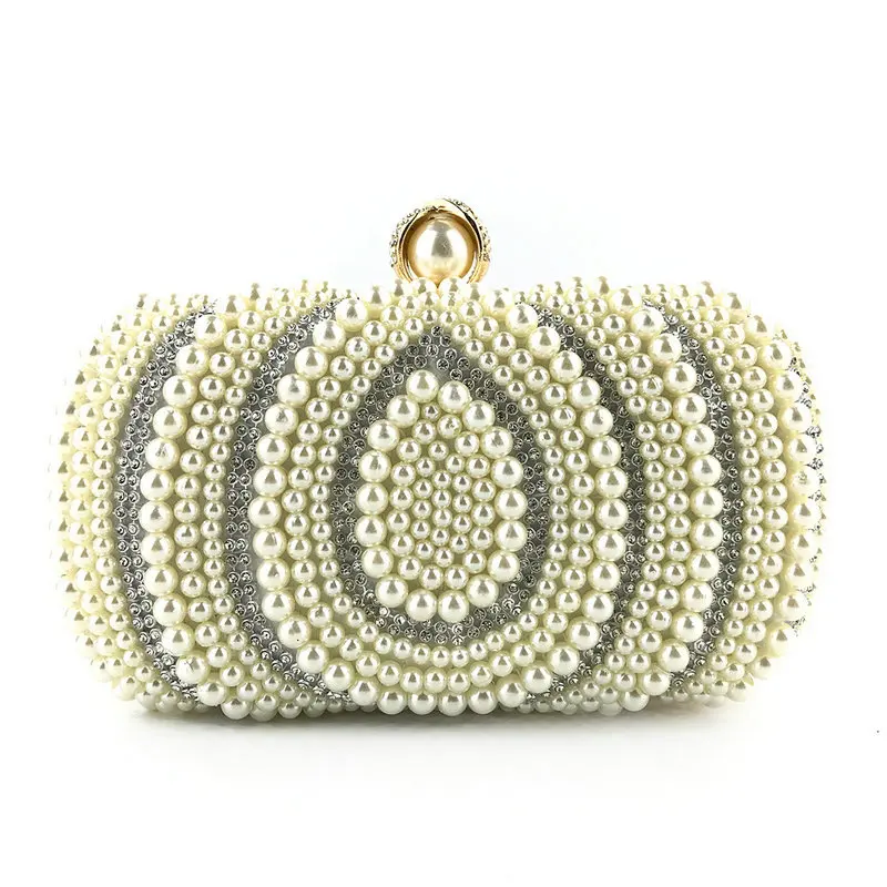 

Handmade Beaded Ladies Fashion Bags Pearl Evening Bag With Chain Shoulder Women's Handbags Wallets Evening Bag For Wedding Party