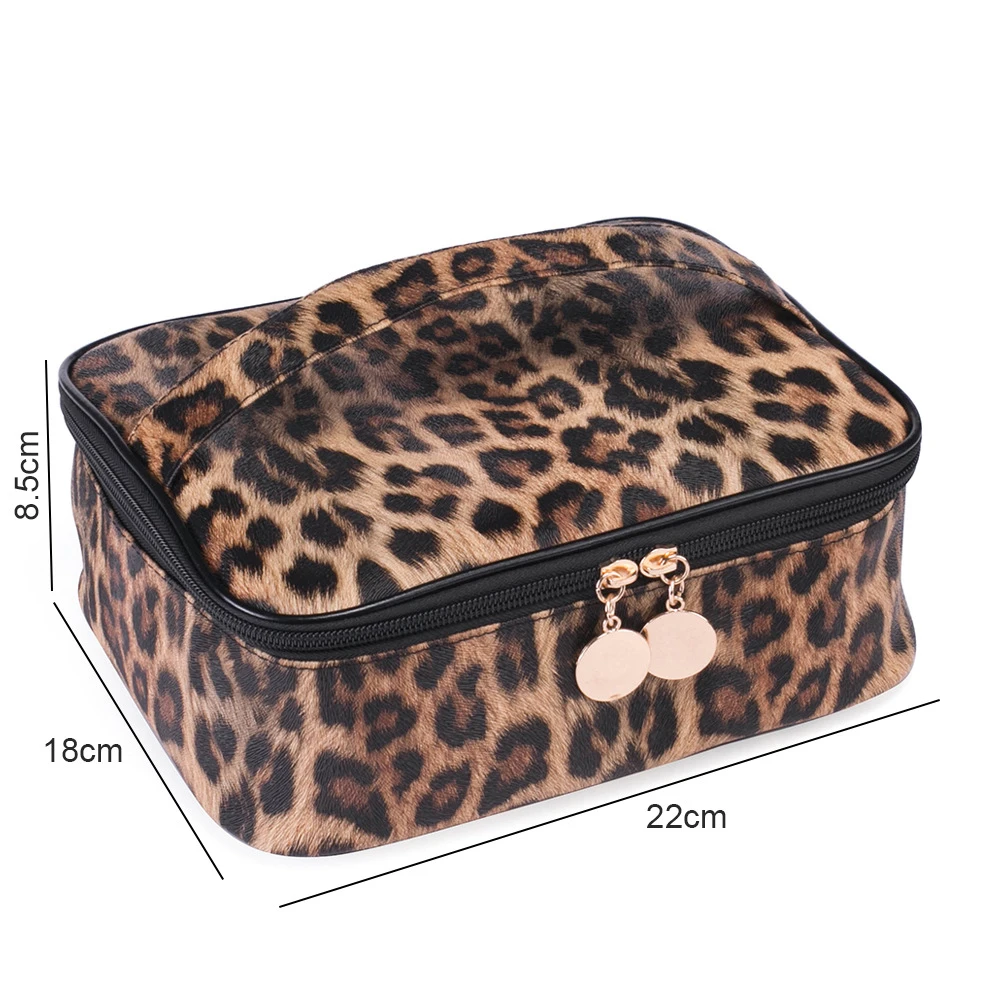CHILEELOVE Leopard Print Professional Multifunctional Portable Makeup Brushes Kit and Cosmetic Tool Storage Collection Hand Bag | Красота и
