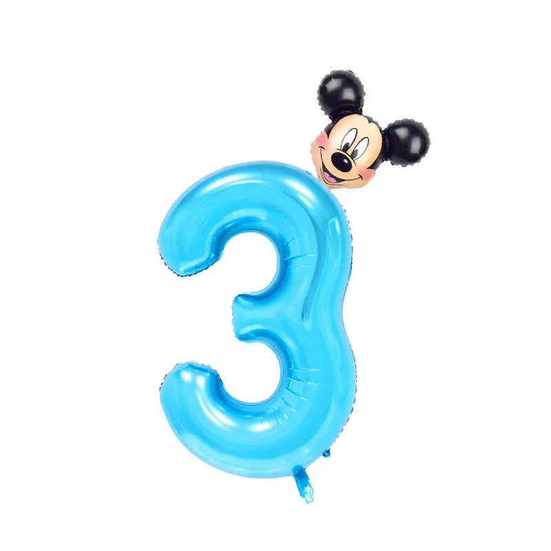 Mickey-3 2 шт./лот 40 дюймов розовый и голубой номер Фольга надувные шары Mickey воздушный шар "Минни" Рисунок От 1 до 5 лет детская футболка для мальчиков и девочек, День рождения деко - Цвет: Mickey-3
