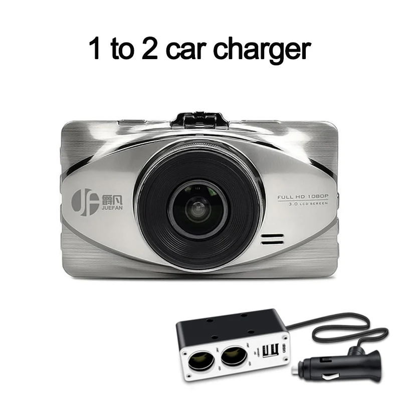 JUEFAN DVR 3,0 дюймов для автомобиля Full HD 1080 P Novatek 96655 камера рекордер тире камера er 170 градусов 6g объектив WDR камера для приборной панели ночного видения - Название цвета: SI Car charger