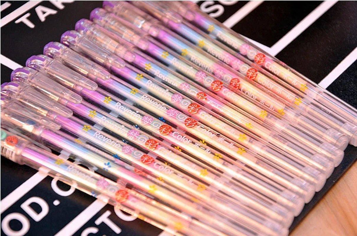 100 Pcs Color Pen Wholesale Writing for School Tools Gifts Korean Stationery Black Page Essential