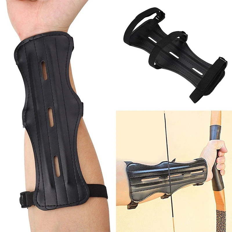 

1pc Polyurethane Leather Archery Arm Guard Forearm Protection Cover Sports Guard For Bow Arrow Lightweight Archery Gloves