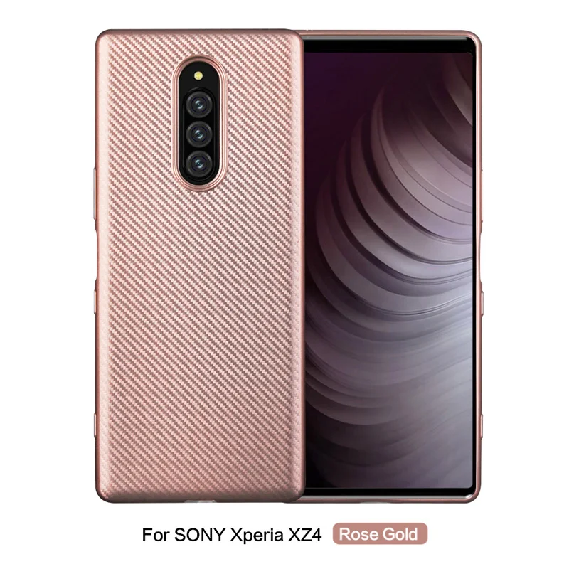 Розовый Роскошный чехол для sony Xperia 1/XZ4, противоударный чехол из углеродного волокна для мужчин и женщин, мягкий чехол из ТПУ для бизнеса - Цвет: Розовый