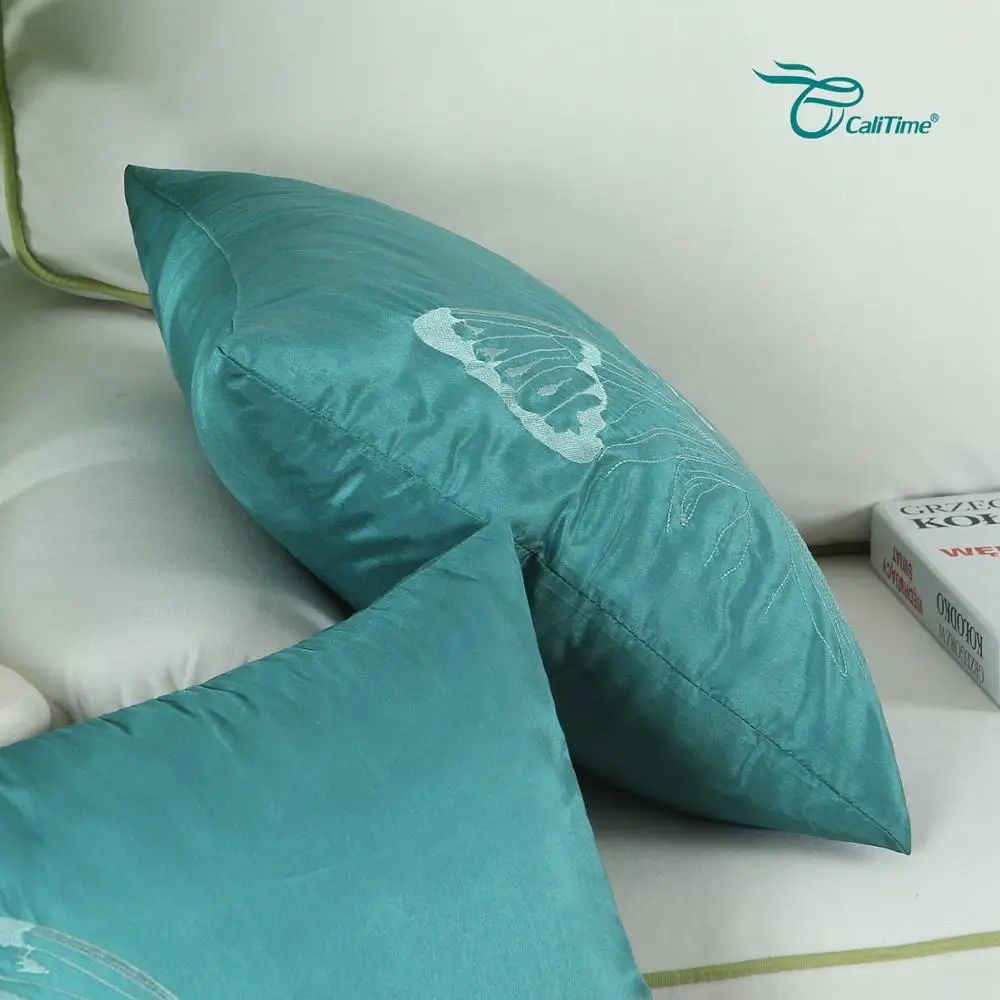 2PCS CaliTime Super Soft Comfortable Cushion Cover Pillows Shell Big Butterfly Embroidered Home Sofa Couch Decor 18''X18'' | Дом