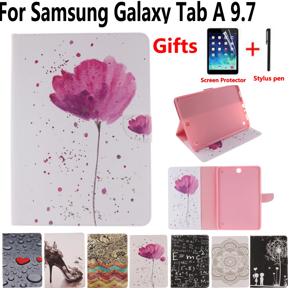 Чехол для Samsung Galaxy Tab A 9 7 T550 T555 P550 с принтом Фолио магнитный чехол защитной пленкой