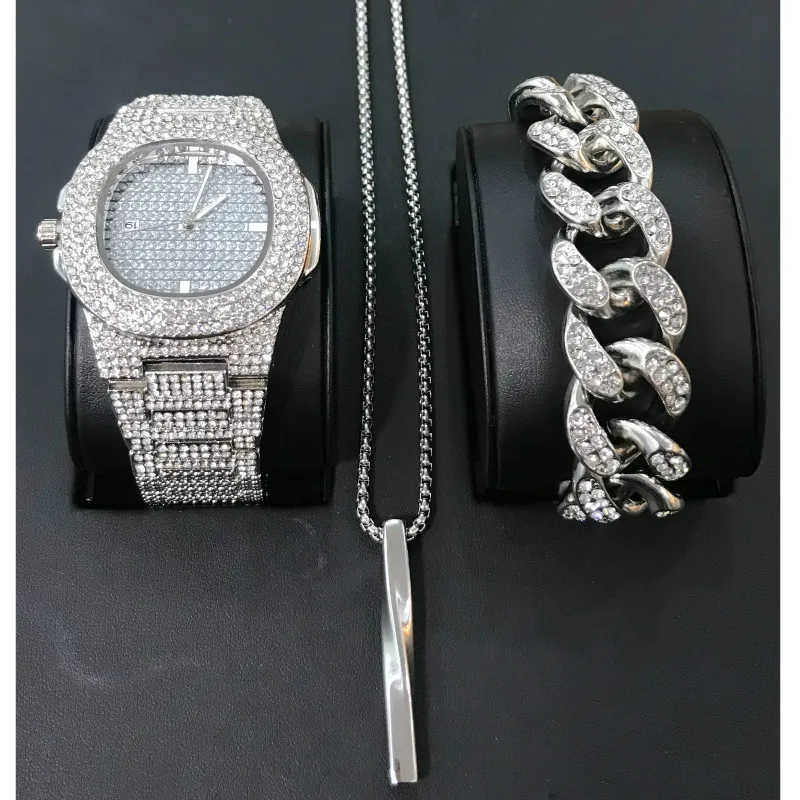 Роскошные мужские ювелирные часы в стиле хип-хоп с бриллиантами браслет и