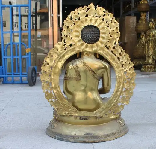 FREE Shipping Tibet Tibetan Bronze Gilt gild Buddhist Amitabha Sakyamuni Buddha Statue Mascot People | Дом и сад