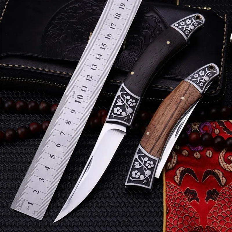 2021 New Free Shipping Outdoor Wood Handle Tactical Folding Knife High Hardness Wilderness Camping Survival Hunting Knives Tools |