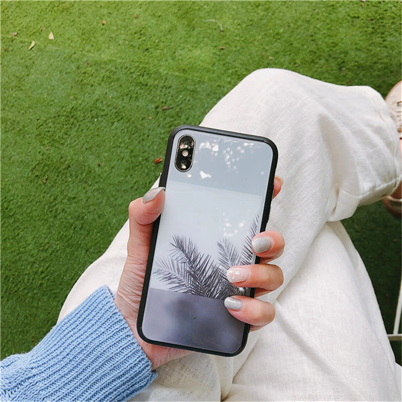 Простой кокосовый чехол для iphone X XR XS макс. закаленное стекло 8 7 6 6s Plus | Мобильные