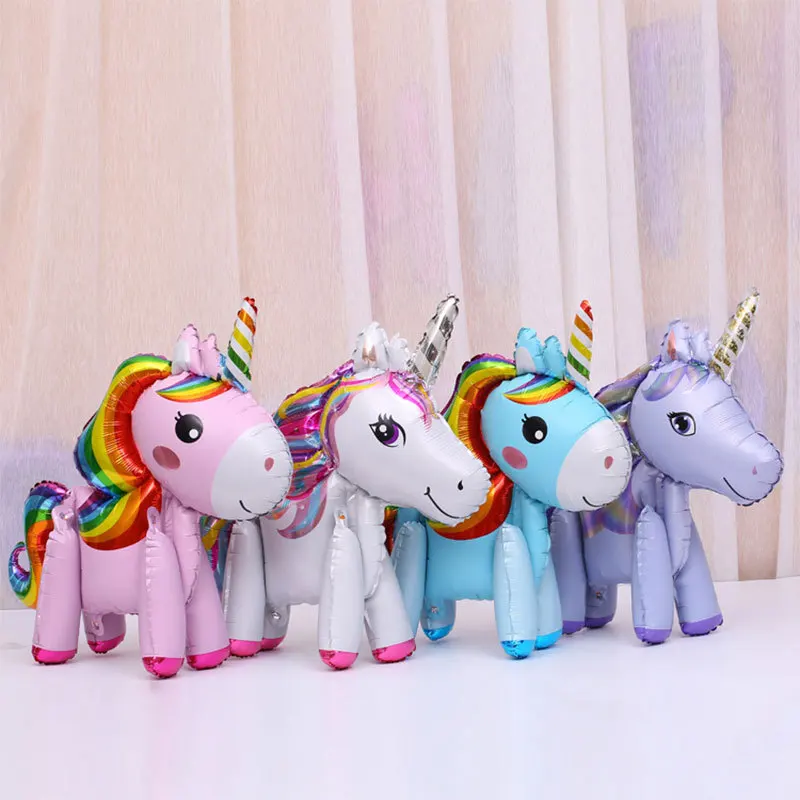1 шт. Розовый Единорог балон 3D DIY милый Радужный подставка фольга шары украшение
