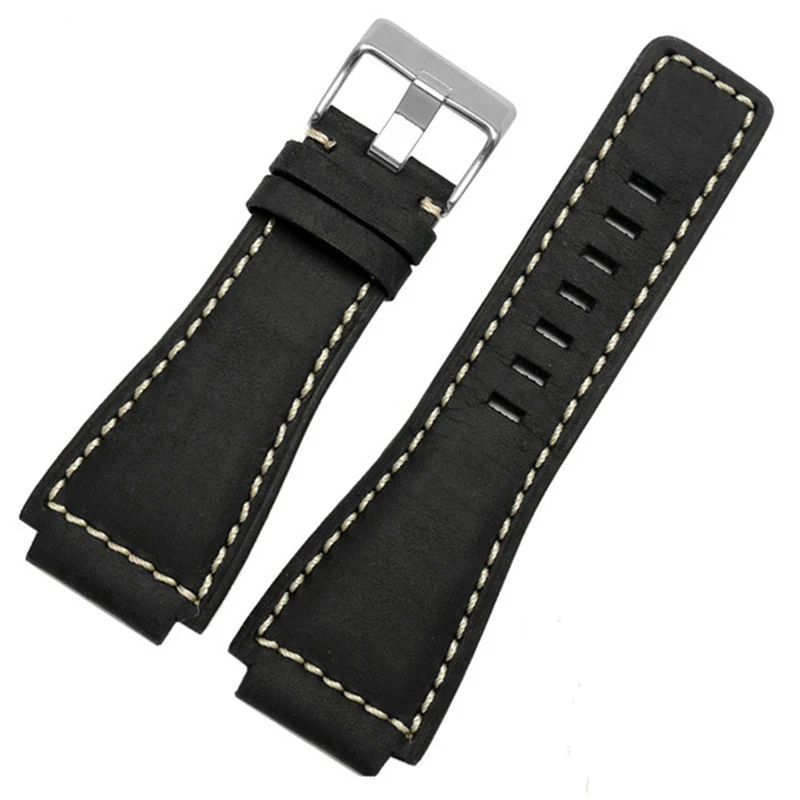 MERJUST 33*24mm Convex End Italian Soft Calfskin Leather Watch Strap For Bell Series BR01 BR03 Watchband Bracelet Belt Ross