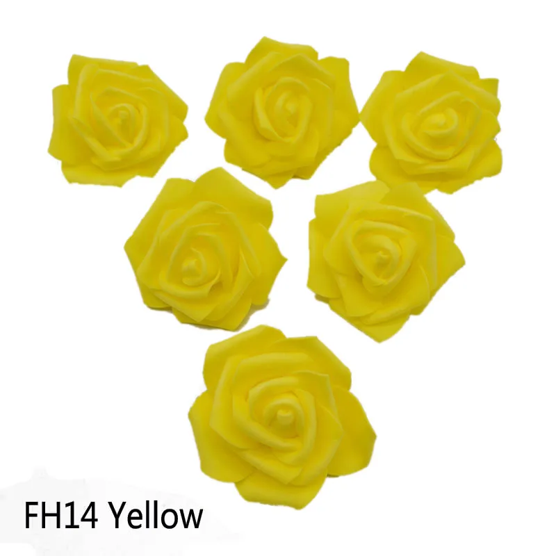 FH14 Yellow 20 головок 6 см ПЭ пена роза искусственный цветок голова невесты свадебное оформление букета DIY Скрапбукинг венок поддельные декоративные розы 8 - Цвет: FH14 Yellow