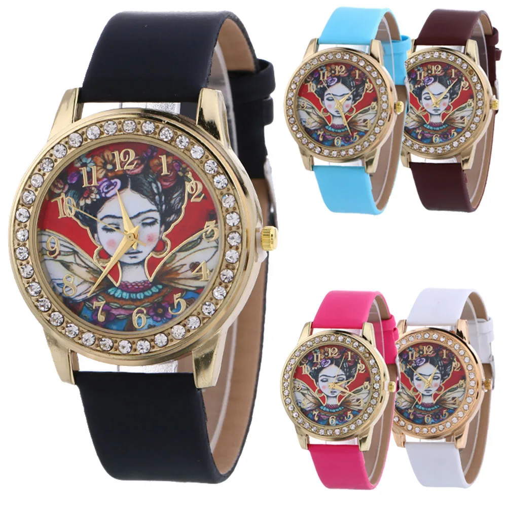 Relojes mujer роскошные женские часы высокое качество стразы кожа Женские кварцевые