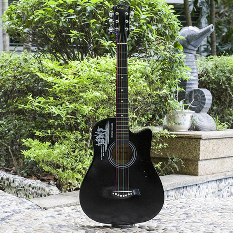 38-дюймовая черная гитара из липы для начинающих | Спорт и развлечения