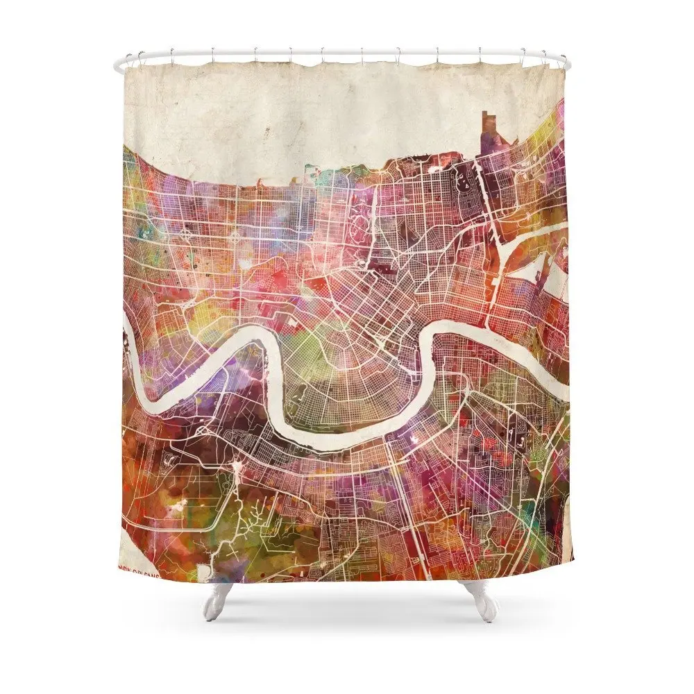 Новый Орлеан Географические карты душ Шторы|map shower curtain|shower curtaincurtains curtains |