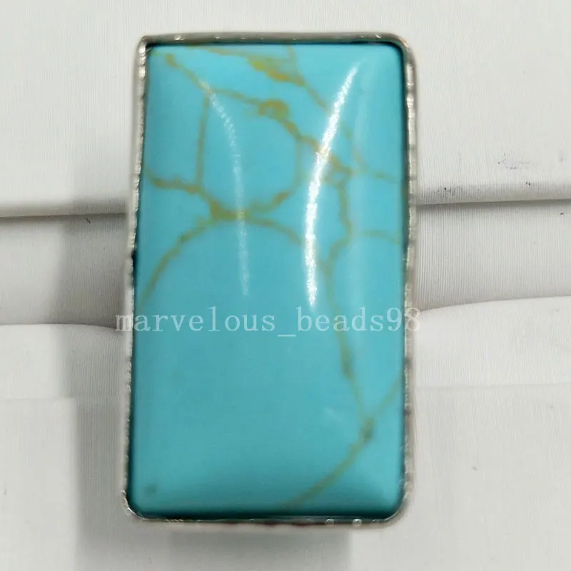 Бесплатная доставка модное голубое продолговатое женское и мужское кольцо Howlite 1