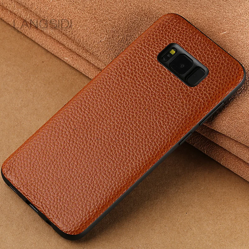 Чехол для телефона Samsung Galaxy S7 Edge S8 Plus Note 8 9, чехол с текстурой литчи, задняя крышка, для A3 A5 A7 A8 j3 j5 j7 2017.