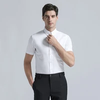 top quality 2022 brand new men shirt short sleeves mens cotton blend solid color shirts business casual regular fit