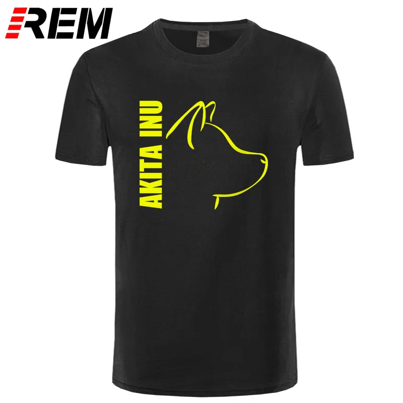 Akita Inu Dog мужские футболки отличные футболки мужские с коротким рукавом хлопок Пользовательские Большие размеры летние футболки для подростков - Цвет: black yellow