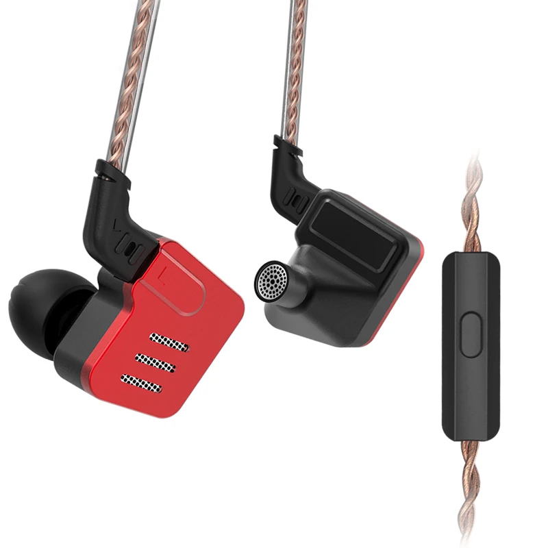 Black with mic KZ BA10 5BA приводной блок в ухо наушник 5 сбалансированная арматура съемный Отсоединяемый 2Pin кабель DJ металлические наушники HiFi гарнитура KZ ZS10 - Цвет: Black with mic