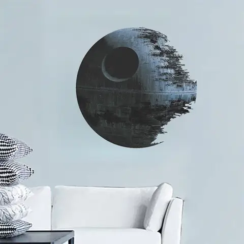 Настенные стикеры DEATH STAR, домашний декор для фанатов фильмов, настенное украшение для комнаты 1441, декор для комнаты мальчика