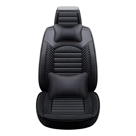 Black Luxury Спереди и сзади) мультфильм кожаный универсальное автокресло крышка для Toyota Corolla Camry Rav4 Auris Prius Yalis Avensis внедорожник авто аксессуары - Название цвета: Black Luxury