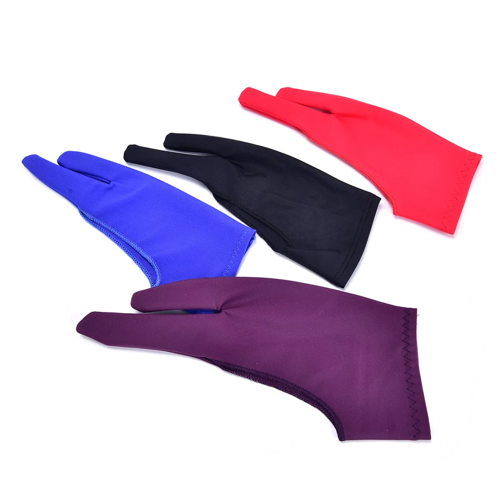 Black Artist Drawing Glove For Any Graphics Drawing Tablet 2 Finger Anti-fouling,both For Right And Left Hand Size M