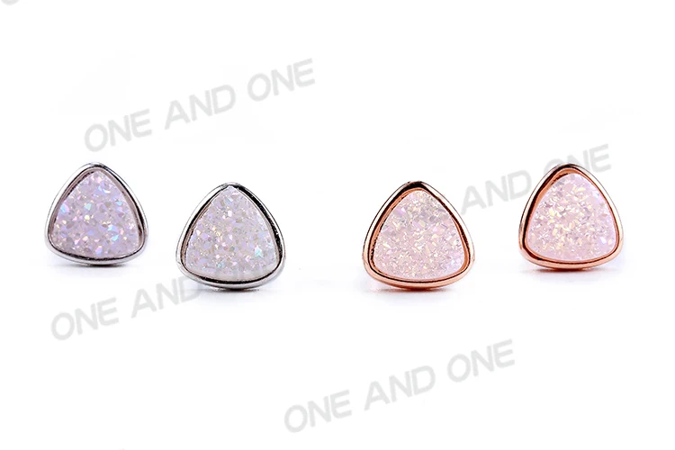 10 пар drusy серьги треугольник 8 мм натуральный Druzy серьги-гвоздики