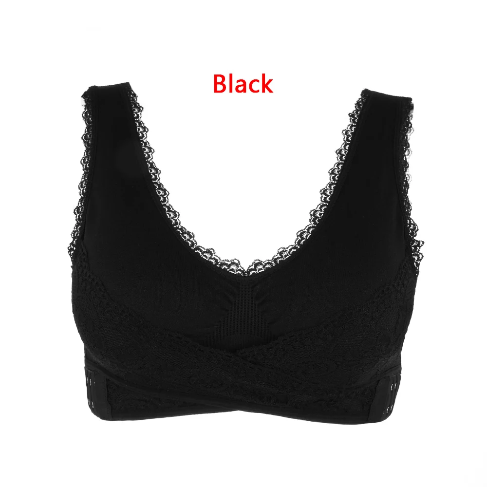 black Нижнее белье, кружево, сплошной цвет, поперечная Боковая Пряжка, без ободков, собранное Спортивное нижнее белье, бюстгальтер для сна, спереди, поперечная Боковая Пряжка, укороченные топы - Цвет: black