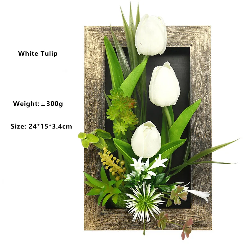 White Tulip 3D Искусственные растения, декоративные стерео искусственные цветы, настенные наклейки, Винтажные Украшения, искусственные растения, настенная художественная рамка - Цвет: White Tulip