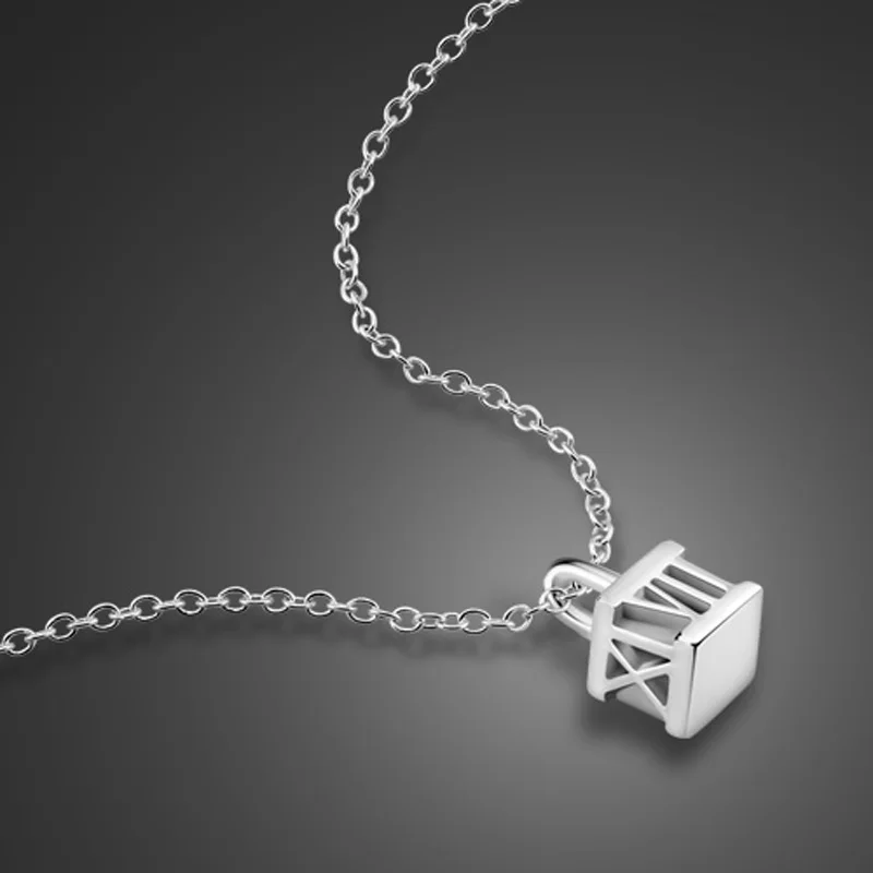 

925 sterling silver necklace female simple lock pendant design solid silver lock bone chain charm jewelry ladies fashion bijoux