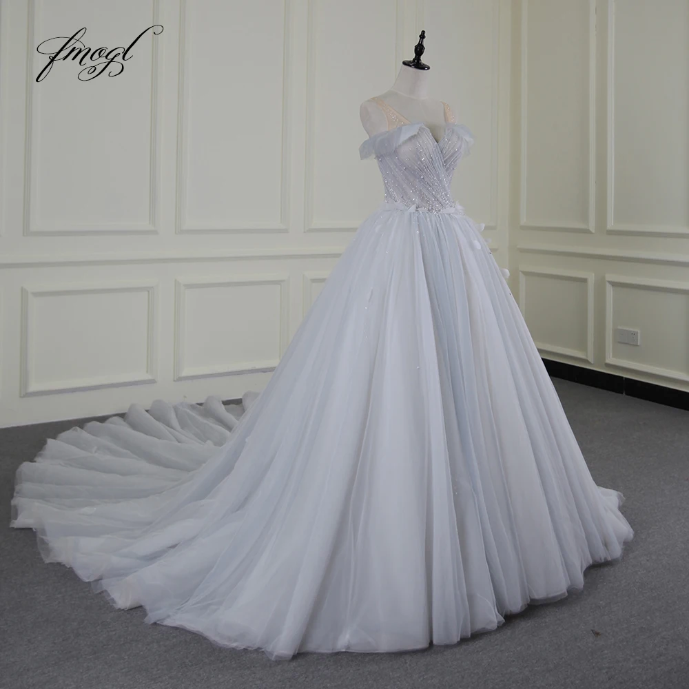 Женское свадебное платье с v-образным вырезом и открытой спиной Fmogl Vestido De Noiva A Line