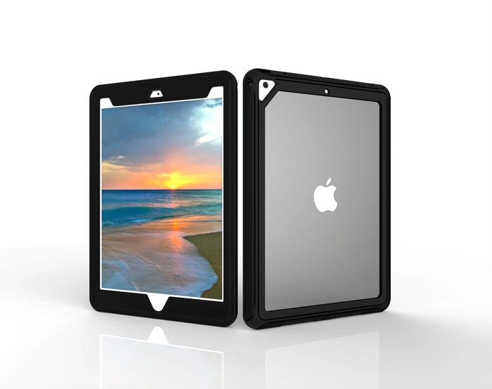 Для Apple iPad Pro 9,7 PC+ TPU Броня противоударный защитный с прозрачной задней крышкой чехол для iPad A1673/A1674/A1675 - Цвет: Черный