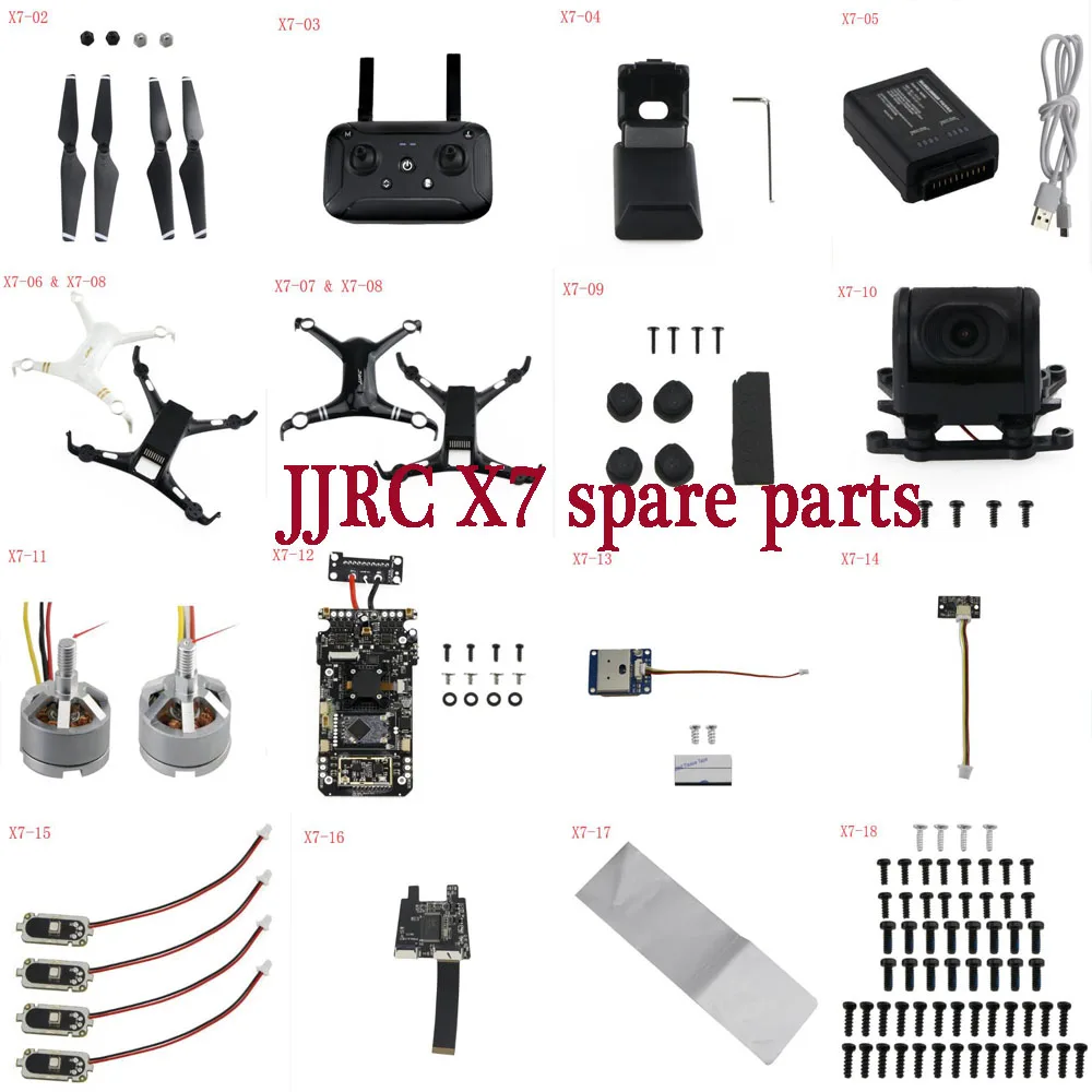 Запасные части для дрона JJRC X7 CFLY SMART RC, лопастной корпус, зарядное устройство, GPS-приемник, компас, плата камеры, винтовая антенна, светодиод и т. д.