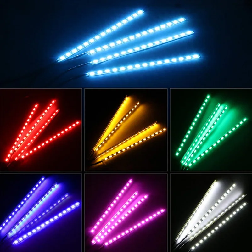 48 Led Автомобильный атмосферный свет 7 видов цветов управление приложением RGB DRL