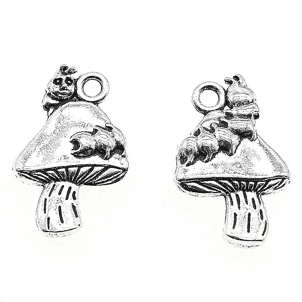 8pcs Charms Caterpillar Mushroom Antique Silver Color 1x0.6 Inch (25x16mm) Metal Alloy Jewelry DIY Accessories | Украшения и
