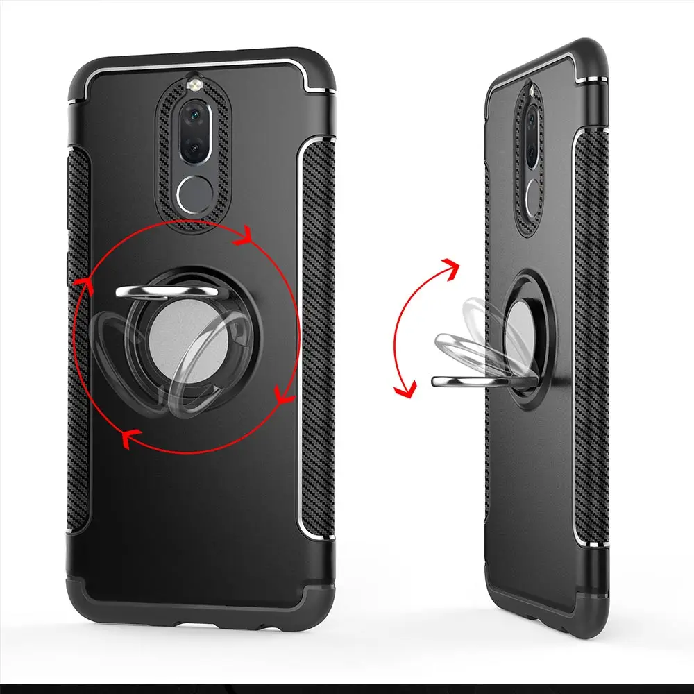 Для Huawei NOVA 2i чехол с кольцом защитный для телефона углерода Волокно акценты и