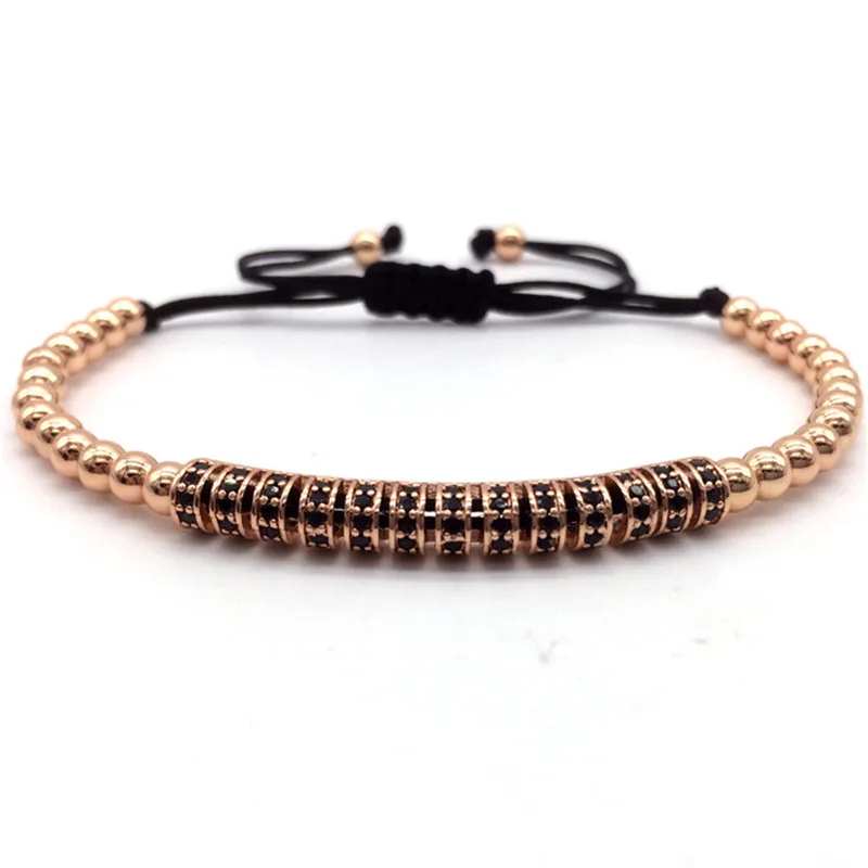 NAIQUBE 2017 Hot Brand New Trendy Braided Bracelets & Bangles CZ Long Tubes &4MM Copper Beads Macrame Jewelry For Men | Украшения и