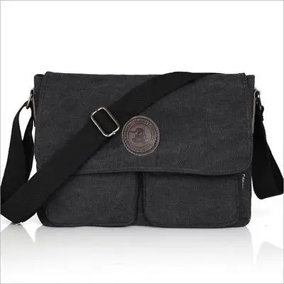 Винтажная мужская коричневая холщовая кожаная сумка мессенджер через плечо с