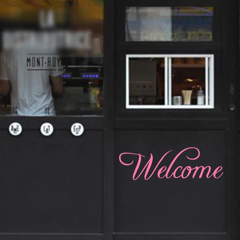 

Art decor new design environmental waterproof movable welcome character home decoration wall sticker for door window shop or bar