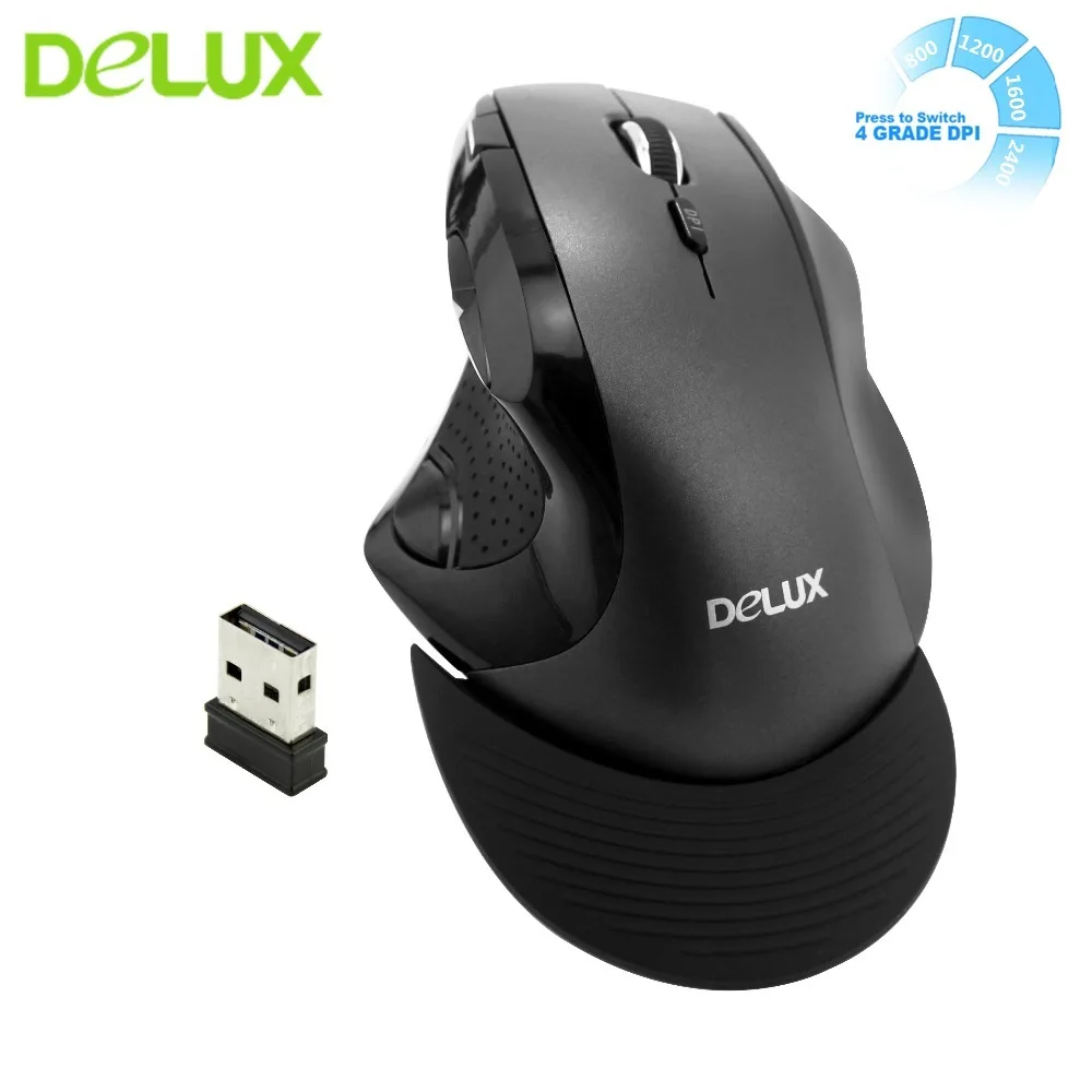 

Delux Wireless Vertical Mouse Ergonomic 9D 2400 DPI Optical Gaming Computer Mause Gamer With Wrist Mat Mice For PC Laptop Office